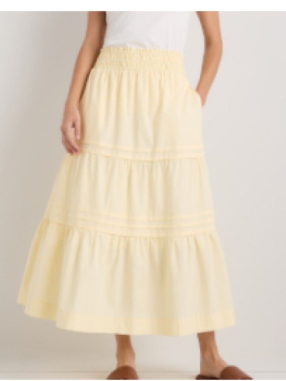 Light Yellow Tiered Maxi Skirt